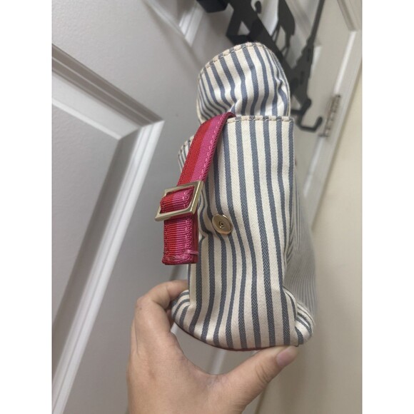 Kate Spade Canvas Leather HANDLE Tote Bag NAUTICAL BLUE AND WHITE BELT DETAILS - Picture 3 of 9